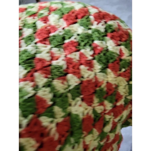 Afghan Handmade Crocheted Blanket Multi Color 69" X 45" Red Green Yellow - Picture 6 of 7